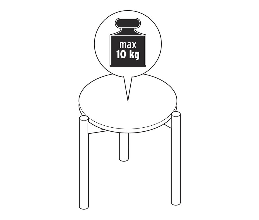 Schéma d'une table d'appoint ronde avec une charge maximale de 10 kg. Table d'appoint, ronde