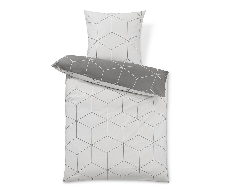 Un ensemble de literie en renforcé de taille standard et grande taille avec un motif géométrique.