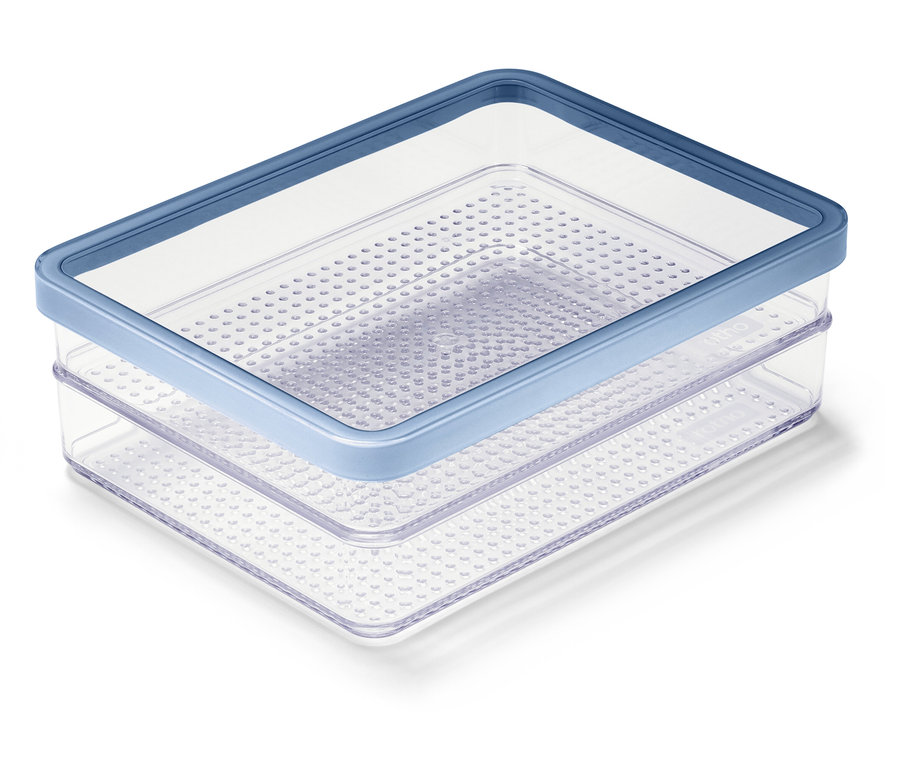 Boîte à viande transparente avec couvercle.