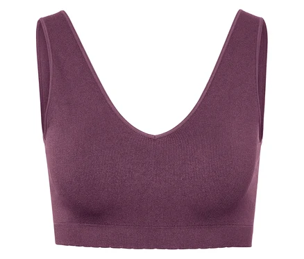 Soutien-gorge de sport prune à col en V.