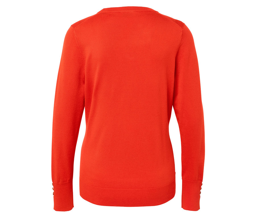 Vue arrière d'un pull orange à manches longues.