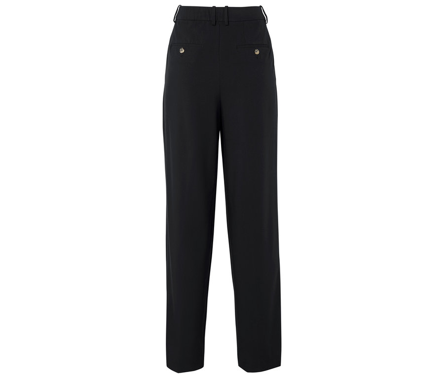 Pantalon noir taille haute avec boutons.