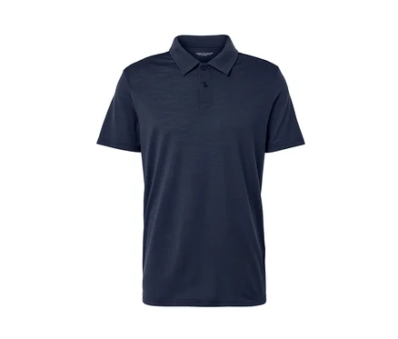 Polo bleu en laine mérinos.
