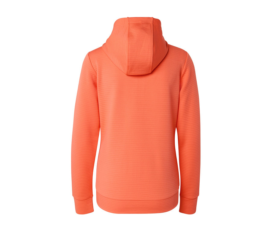 Vue arrière d'une veste fonctionnelle orange.
