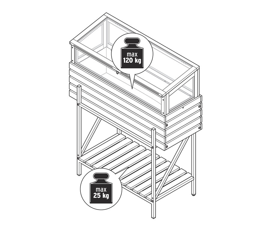 Illustration d'une jardinière surélevée avec serre châssis « Elin ».
