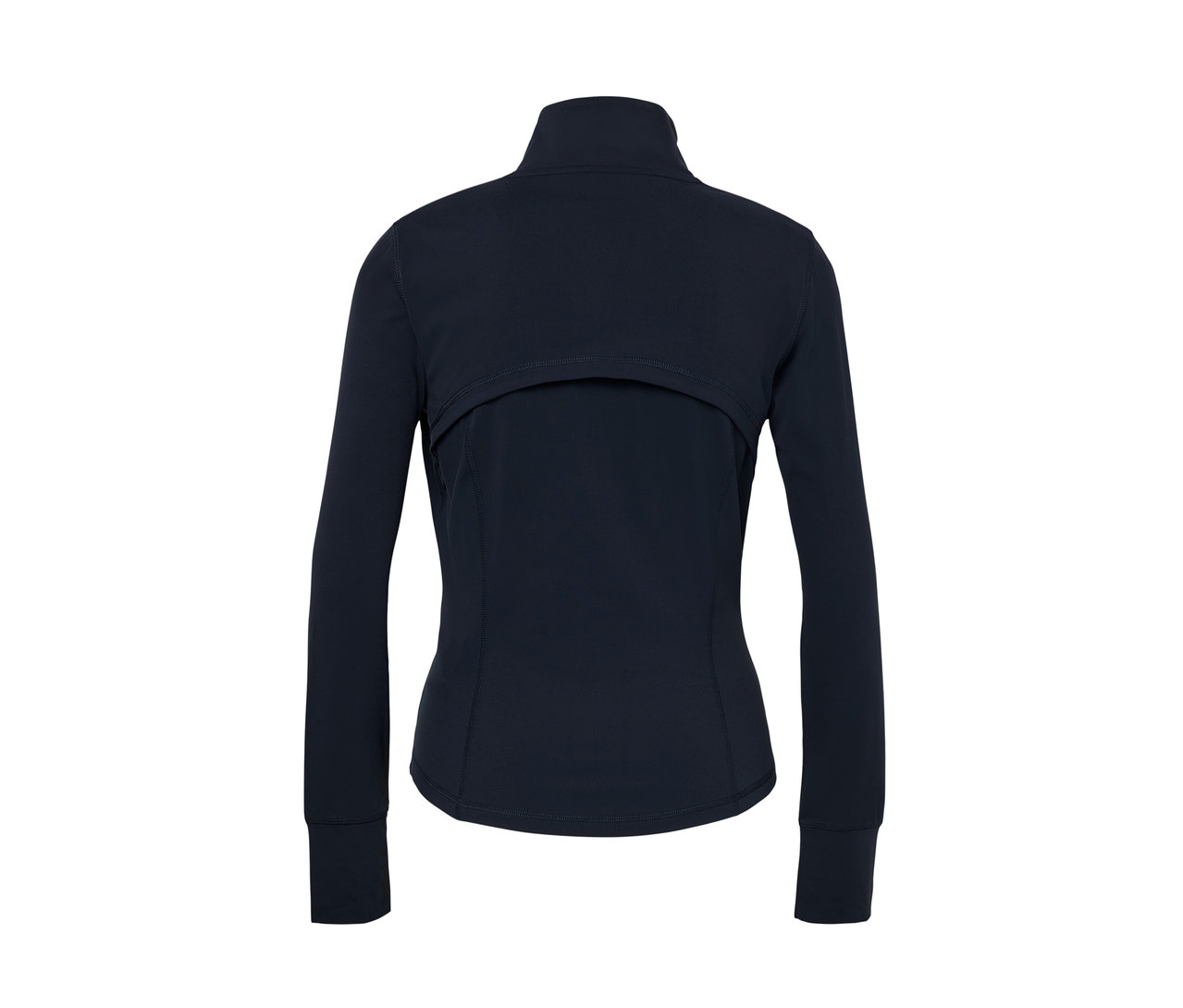 Veste fonctionnelle bleu foncé vue de dos.