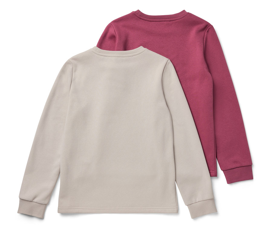 Deux sweat-shirts pour enfants avec intérieur gratté, rose et blanc.