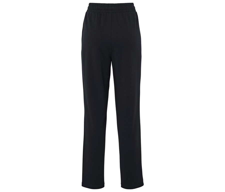 Pantalon de survêtement noir avec ceinture élastique et coupe ample.