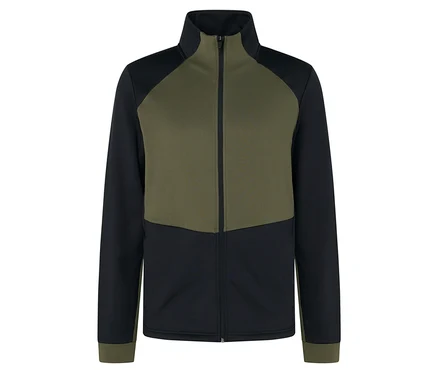 Veste zippée verte et noire.