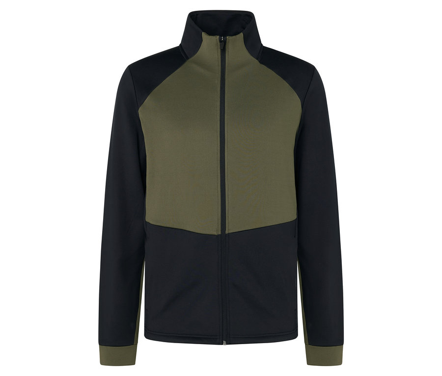 Veste zippée verte et noire.