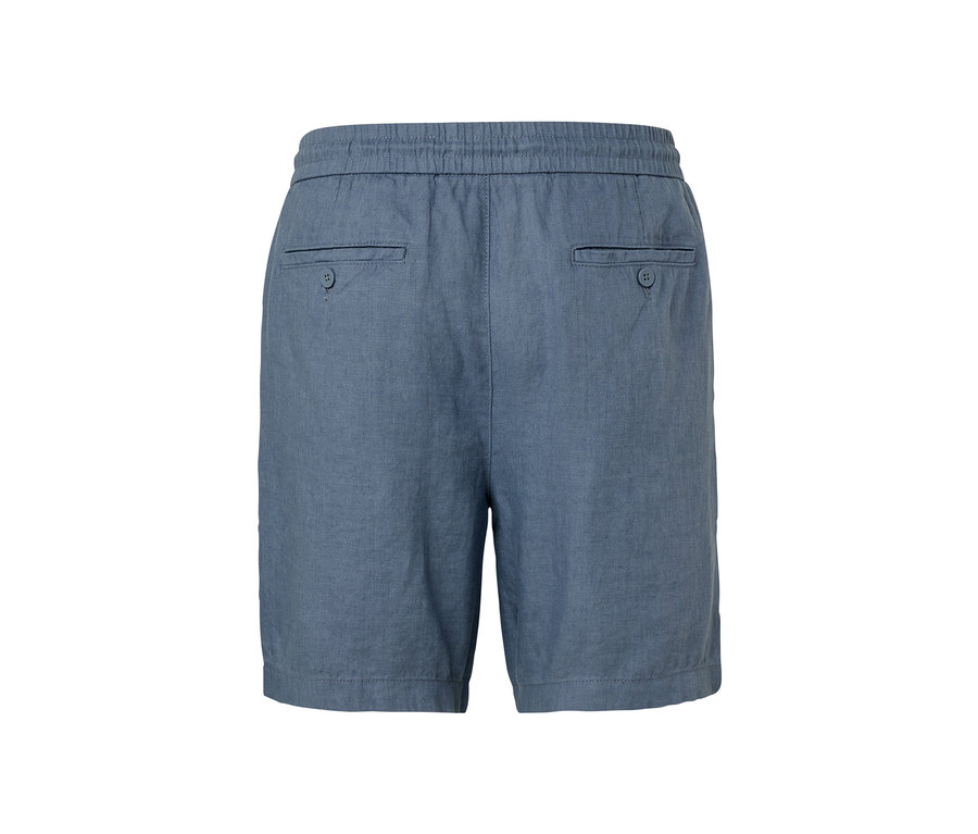 Short bleu en lin vu de dos.