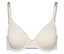 Soutien-gorge à armatures crème avec un petit nœud au centre.