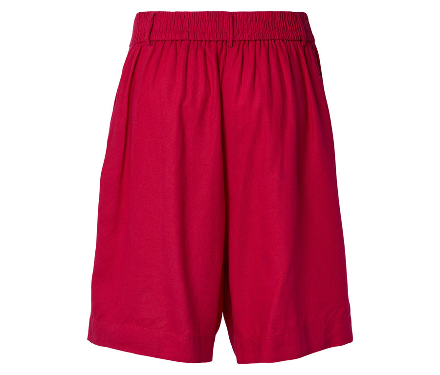 Vue arrière d'un short rouge avec une ceinture élastique.