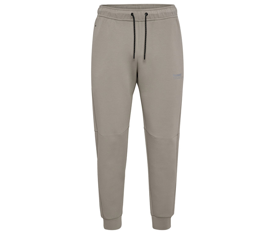 Pantalon de jogging HUMMEL gris pour homme avec cordon de serrage et empiècements latéraux.