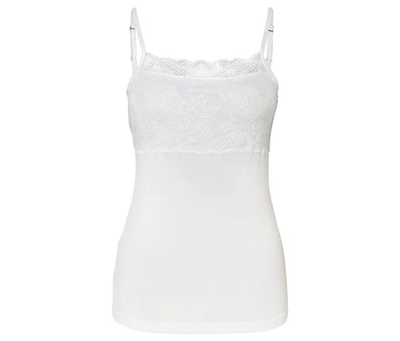 Débardeur blanc avec bordure en dentelle.