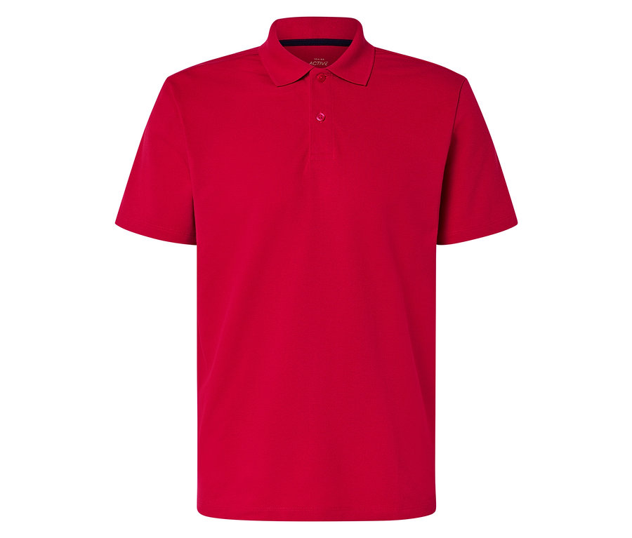 Polo rouge à manches courtes avec patte de boutonnage.