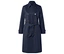 Trench-coat croisé bleu marine avec ceinture.