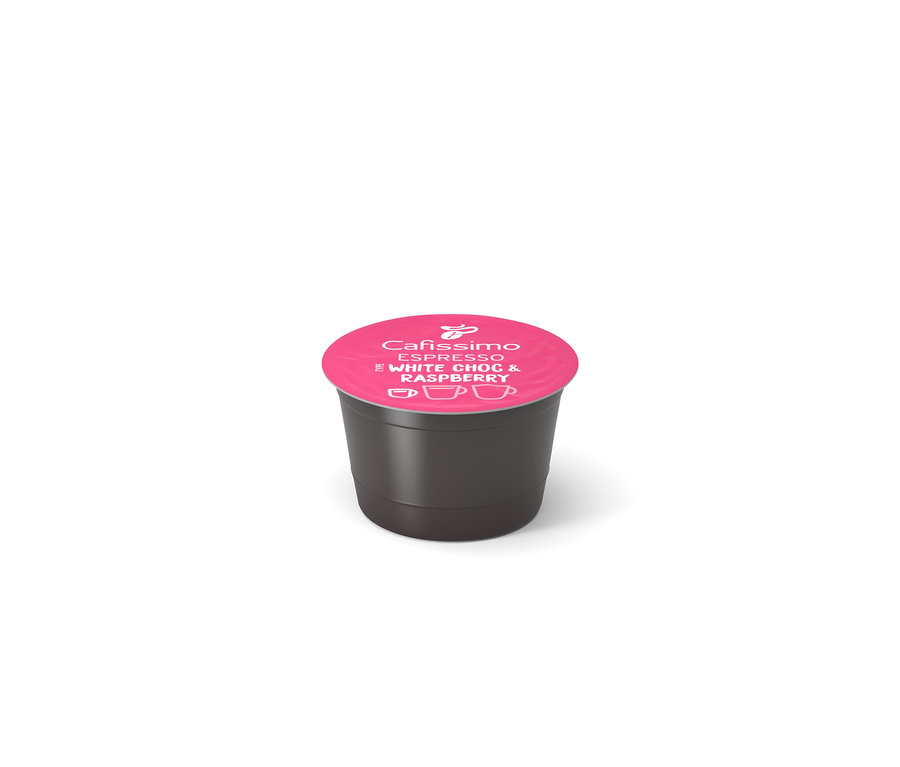 Une capsule Cafissimo Flavoured Espresso – White Choc & Raspberry.