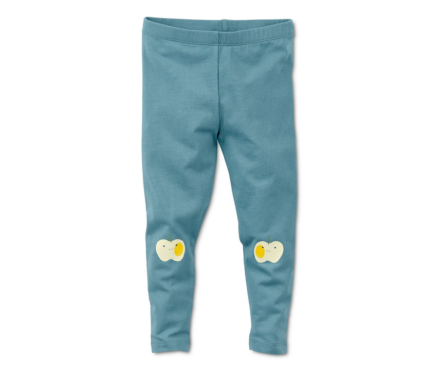 Leggings bleu clair avec des appliqués de pommes sur les genoux, 2 pièces