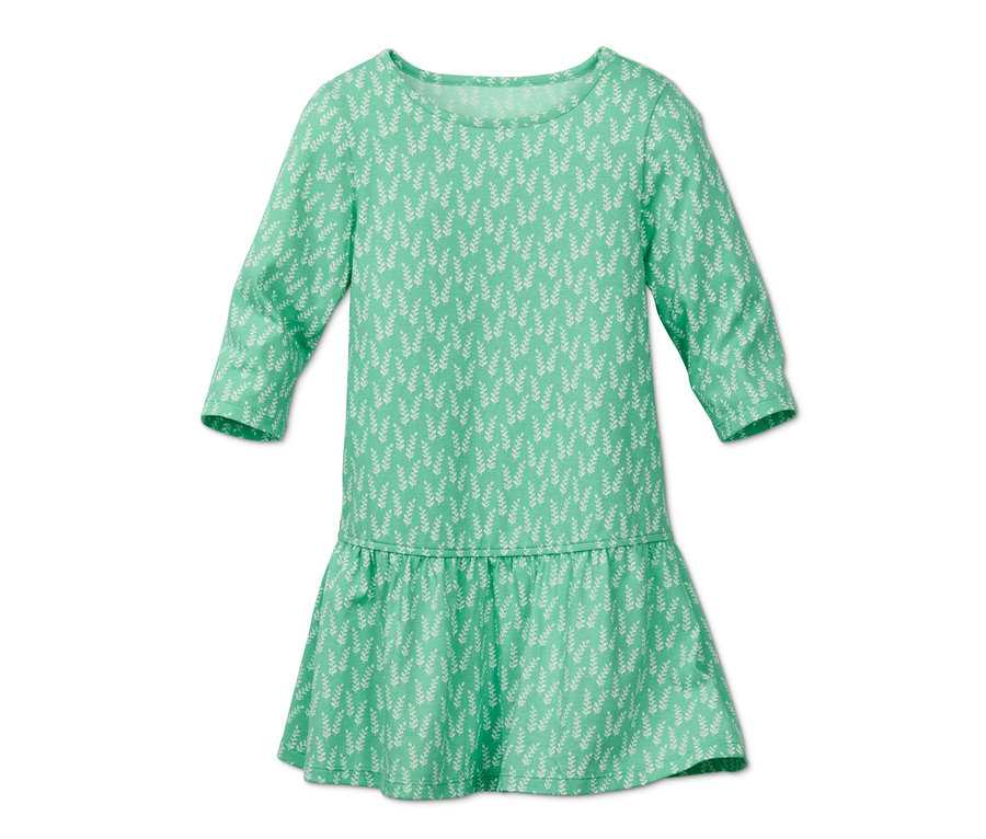 Robe en jersey verte avec imprimé floral intégral.