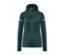 Veste thermique vert foncé avec fermeture éclair et capuche.