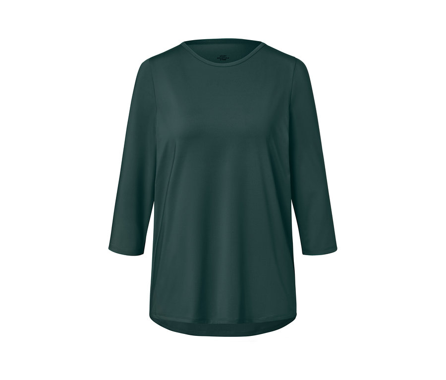 T-shirt technique vert foncé à manches 3/4.