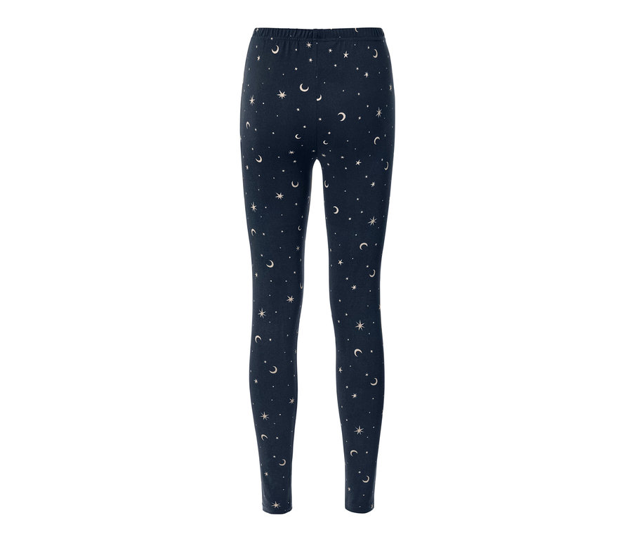 Legging douillet bleu marine avec motif étoiles et lune.