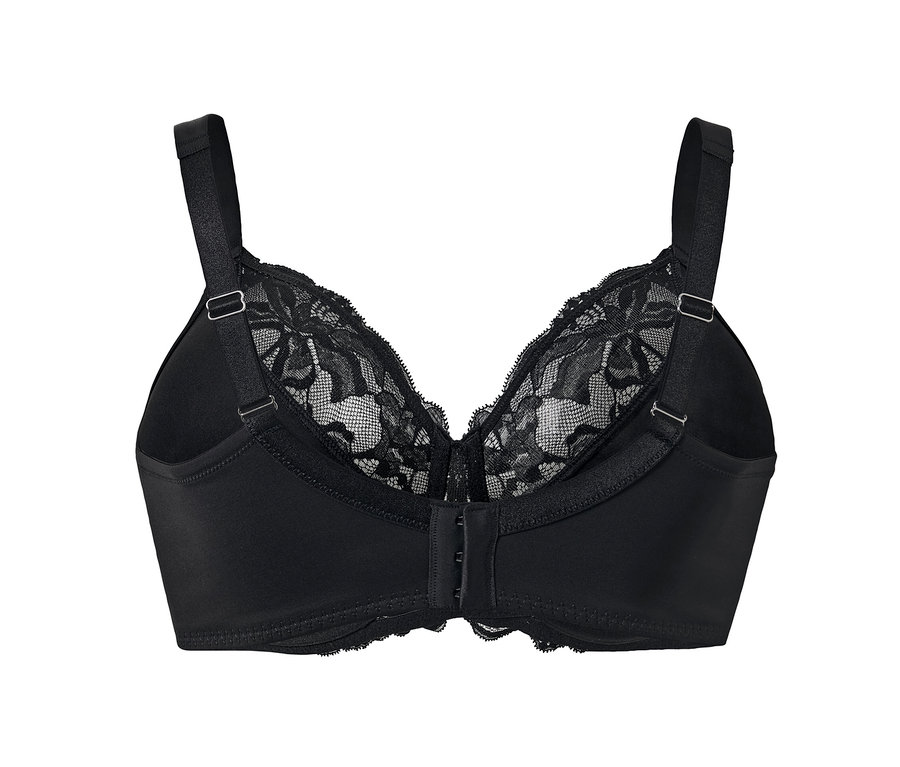 Soutien-gorge minimiseur noir avec dentelle.