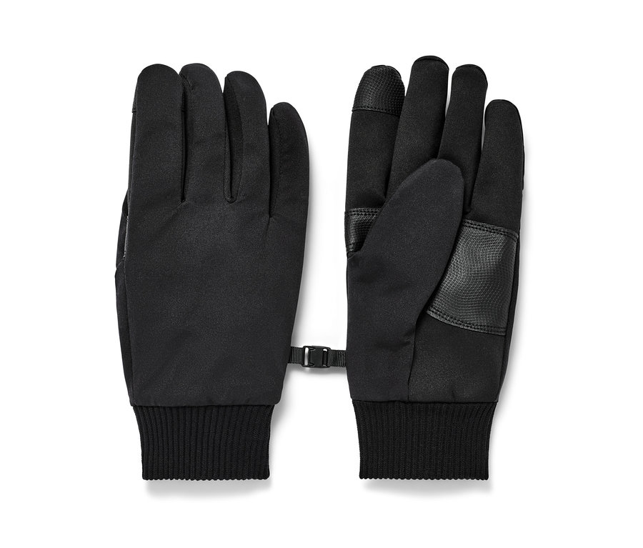 Deux gants en softshell noirs.
