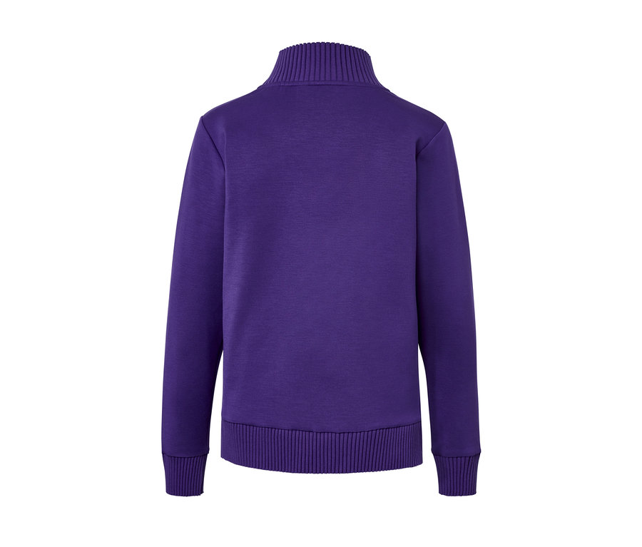 Sweatshirt violet avec col montant.