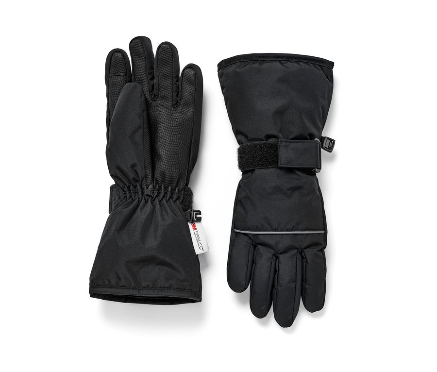 Gants d’hiver de ski pour enfant, noir.