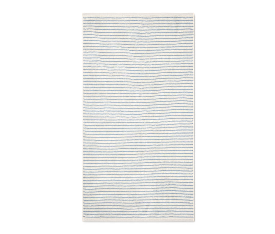 Drap de bain rayé bleu.