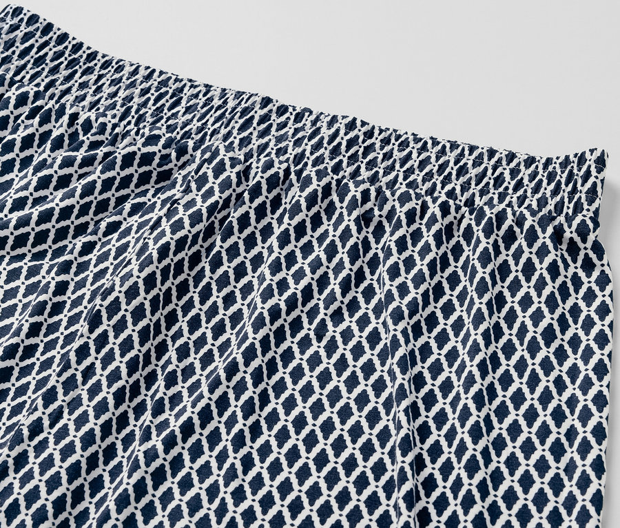 Détail d'une robe en jersey imprimée.