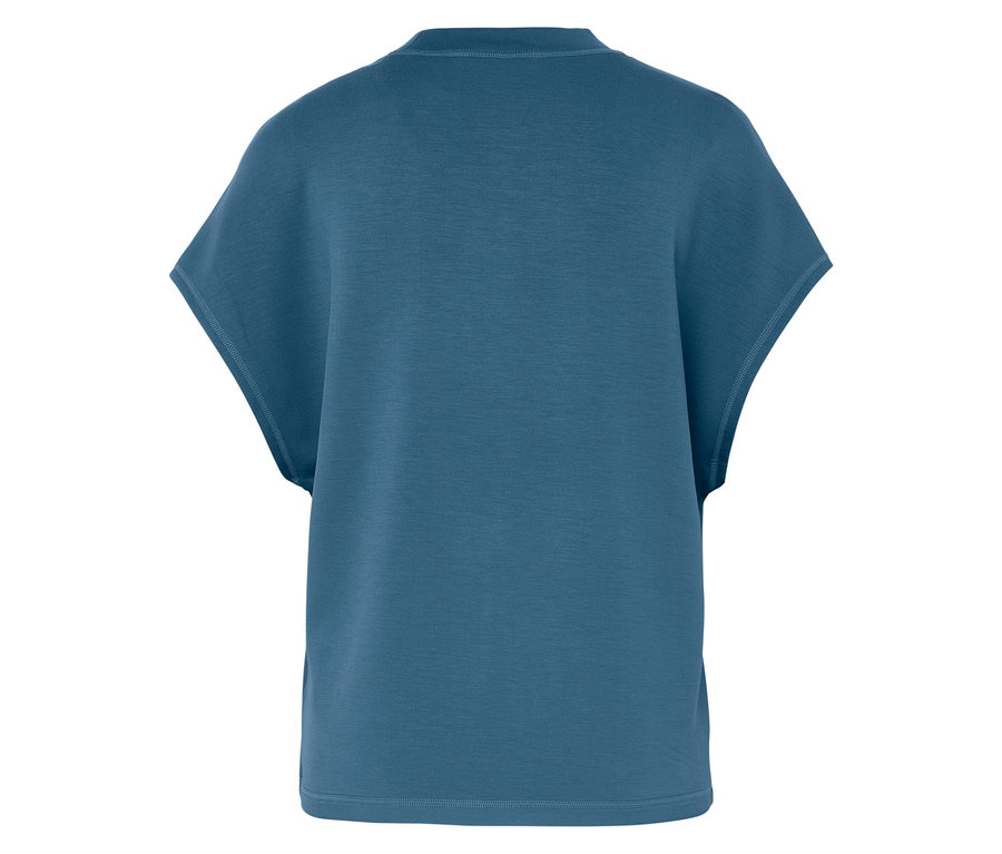 T-shirt bleu à manches courtes vu de dos.