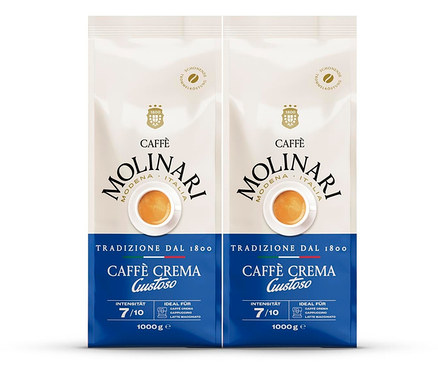 Deux paquets de Caffè Molinari Caffè Crema Gustoso.