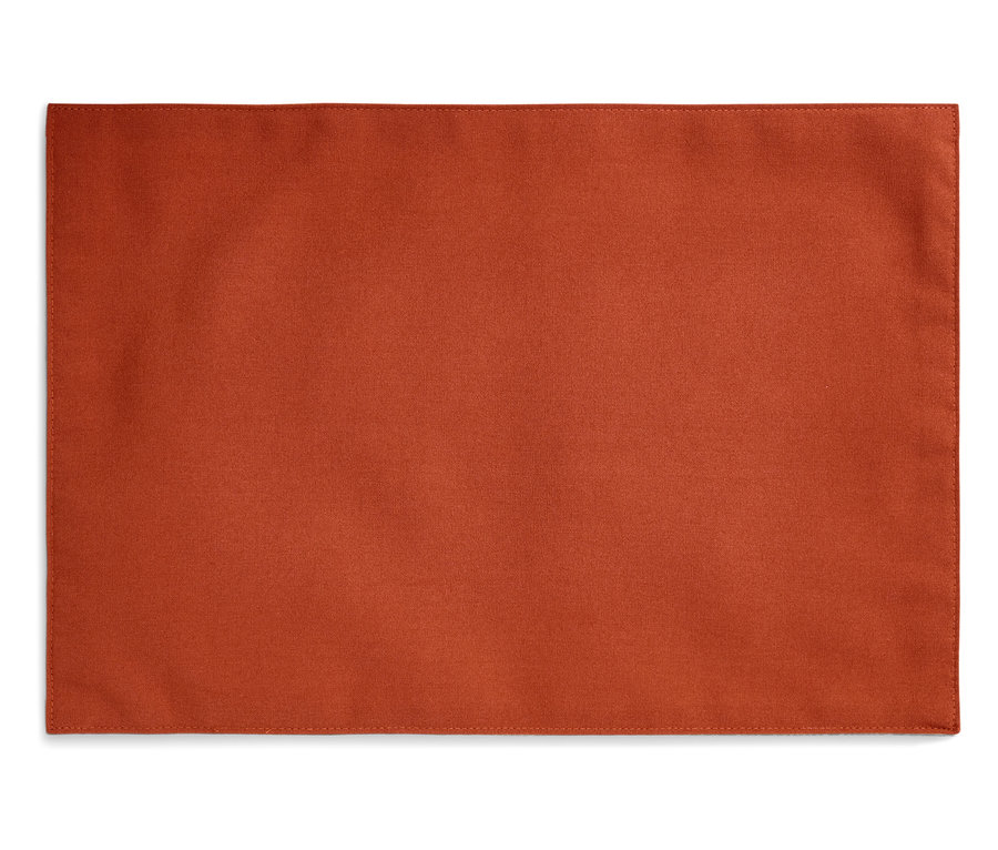 Napperon orange avec bords cousus.