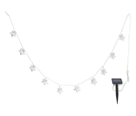 Guirlande lumineuse en forme d'étoile avec petit panneau solaire pour l'extérieur.