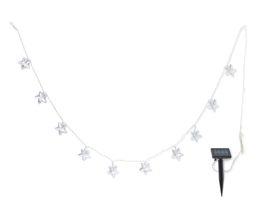 Guirlande lumineuse en forme d'étoile avec petit panneau solaire pour l'extérieur.