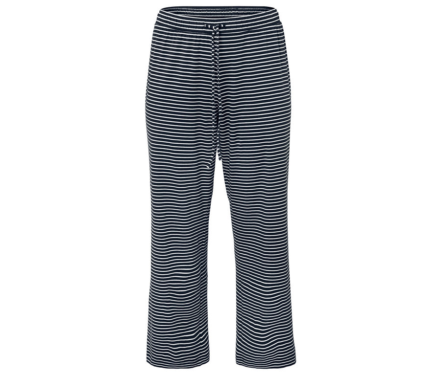 Pantalon avec des rayures horizontales bleues et blanches.