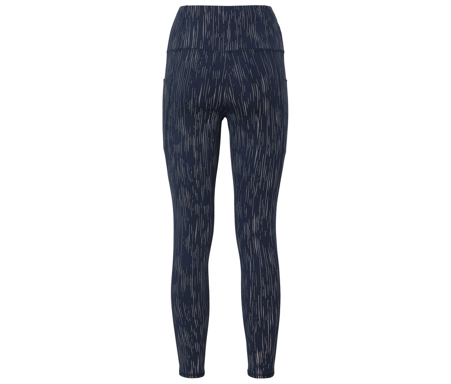 Leggings bleu marine à taille haute avec un motif de lignes verticales.