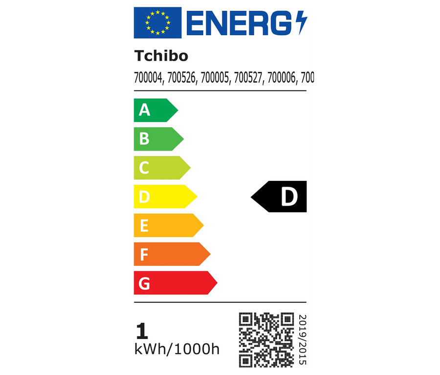 Étiquette énergétique avec classe d'efficacité énergétique D.