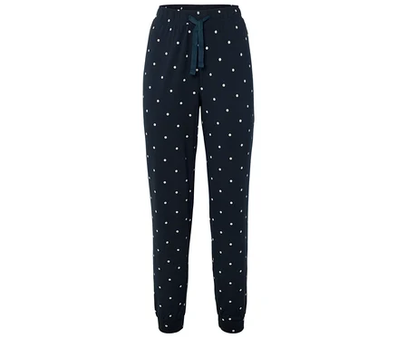 Pantalon de jogging bleu marine à pois blancs avec cordon de serrage.