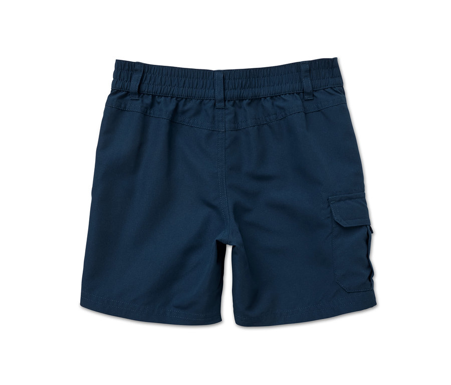 Short fonctionnel bleu pour enfants avec poche arrière.