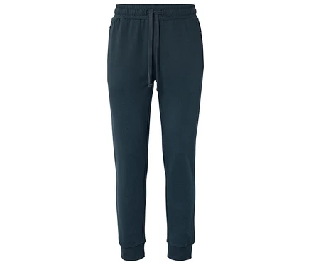 Un pantalon de jogging bleu foncé avec cordon de serrage.