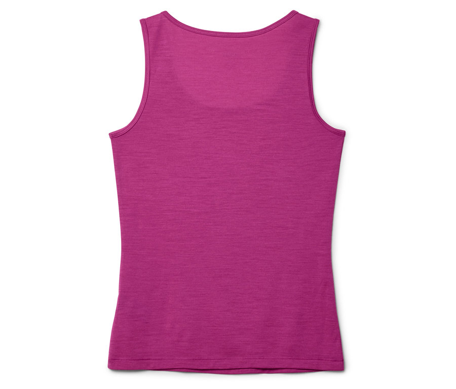 Vue arrière d'un haut sans manches rose sur fond blanc.