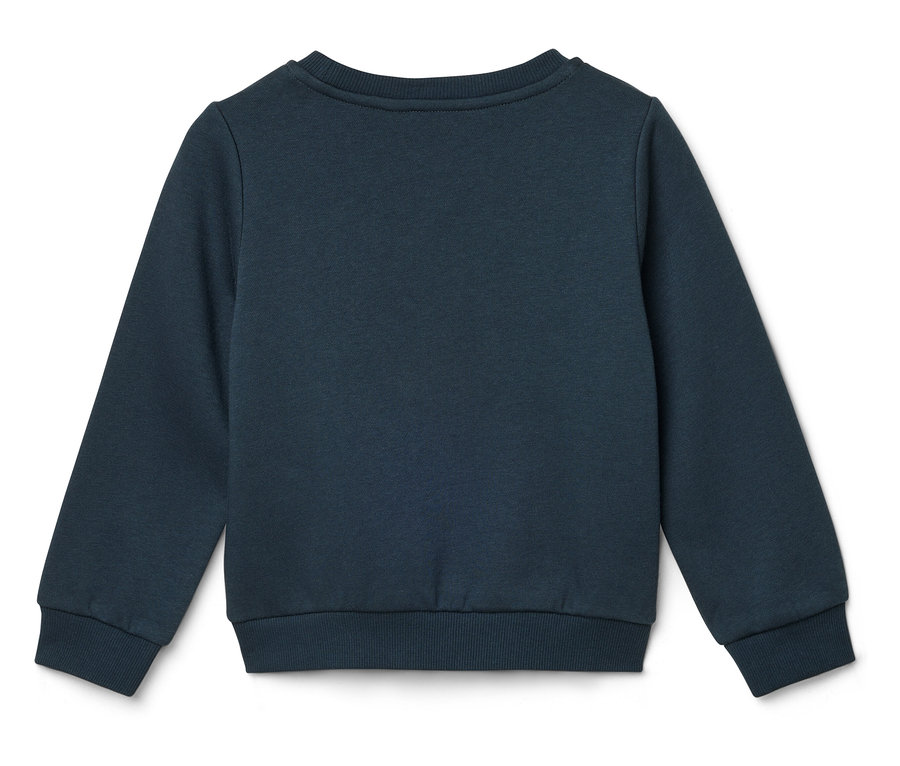 Sweat-shirt bleu marine à manches longues, vue arrière.