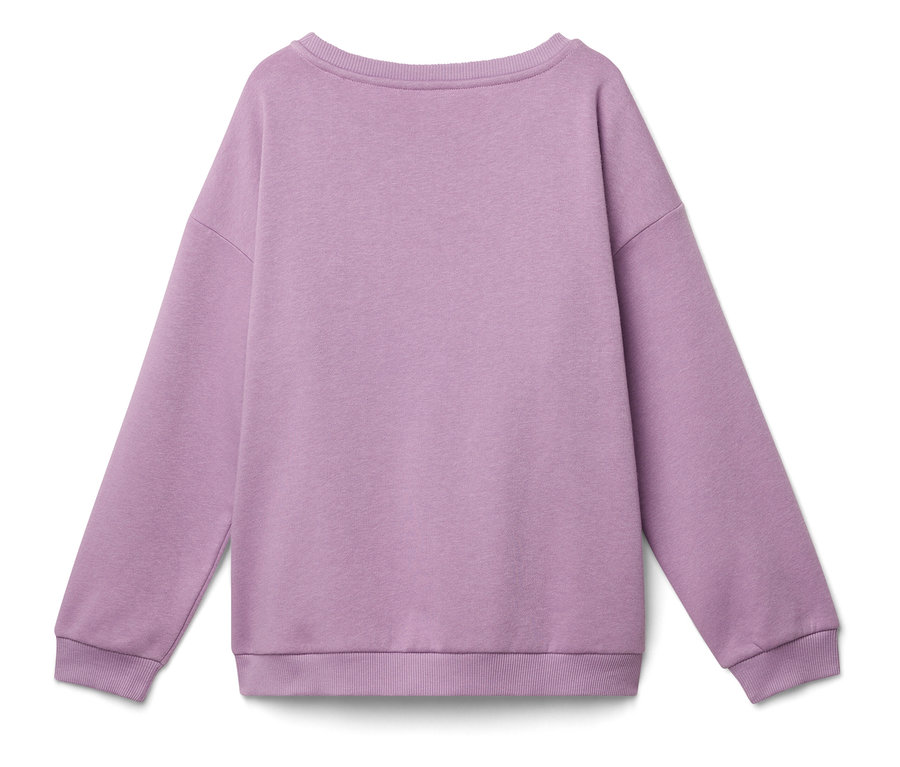 Vue arrière d'un sweat-shirt violet à manches longues.