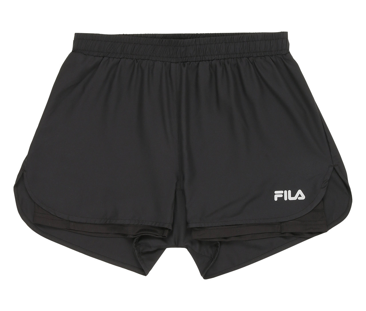 Shorts de sport noirs pour femmes FILA, vue de face.