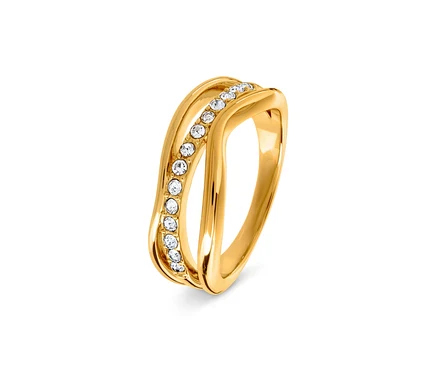 Bague dorée avec des pierres.