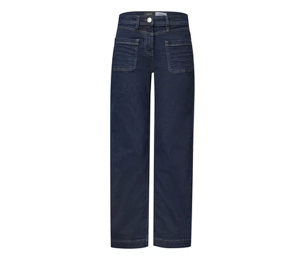 Jean CECIL bleu foncé à jambe droite, taille haute et poches avant plaquées.